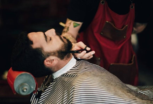 Beard Man having beard trim
