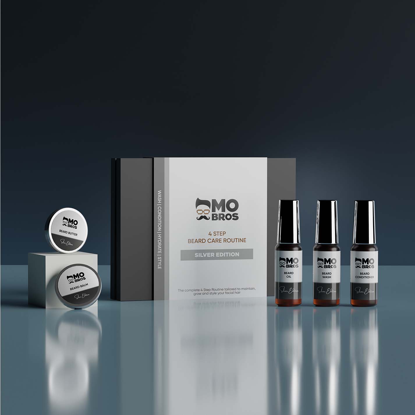 4 Step Beard Care Kit - Silver Edition – Mo Bro's
