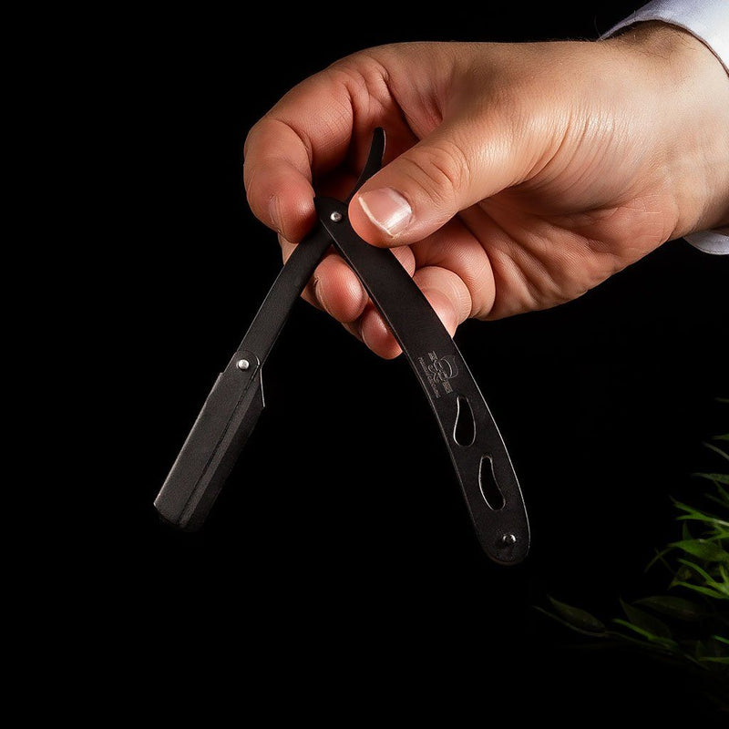 Black Straight Cut Throat Razor with Disposable Blade